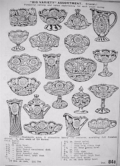 Feb. 1911 Butler Bros. Ad clearly displays (in center), what was described as a Feather Scroll vase in a 1993 auction.