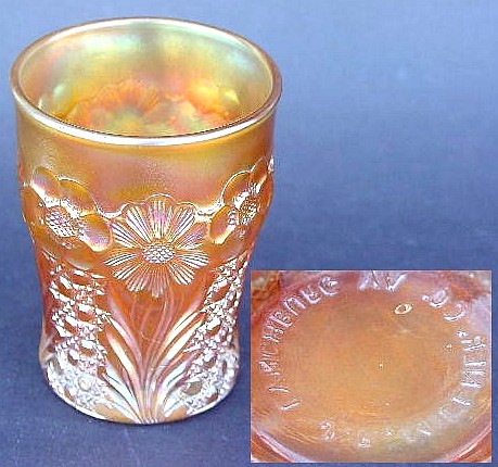 Rare Honey Amber COSMOS & CANE Tumbler with J.R. Milner advertising on the bottom.