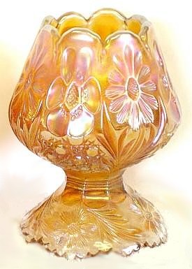 Volcano Shaped Rose Bowl from Dome Footed Compote in Honey Amber COSMOS & CANE. $1400. Seeck Auction-April 2005