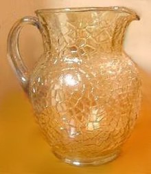 TREE OF LIFE-CRACKLED - water pitcher in marigold